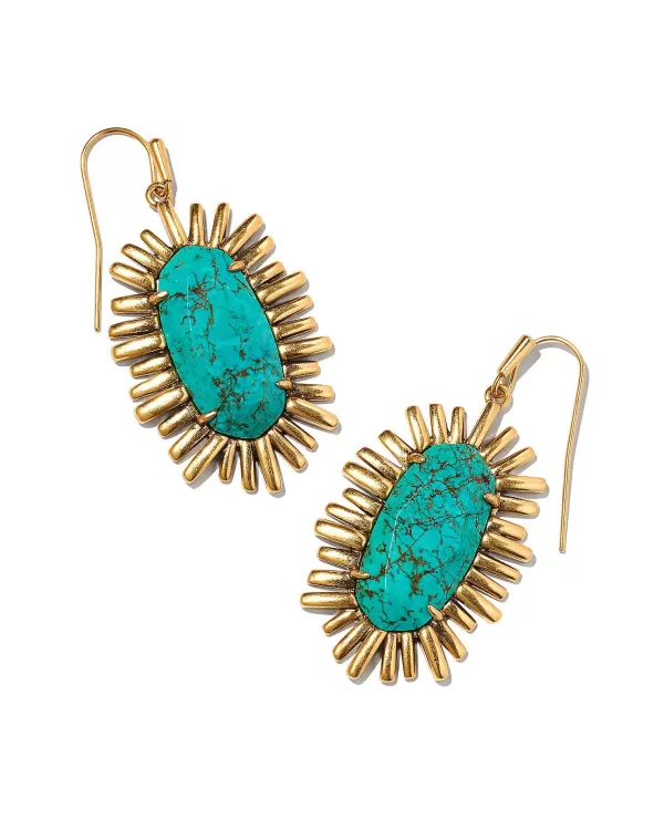 Mariah Vintage Gold Drop Earrings In Variegated Turquoise Magnesite^Kendra Scott Fashion