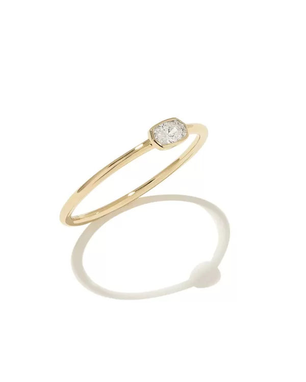 Marisa 14K Yellow Gold Oval Solitaire Band Ring In White Diamond^Kendra Scott Sale
