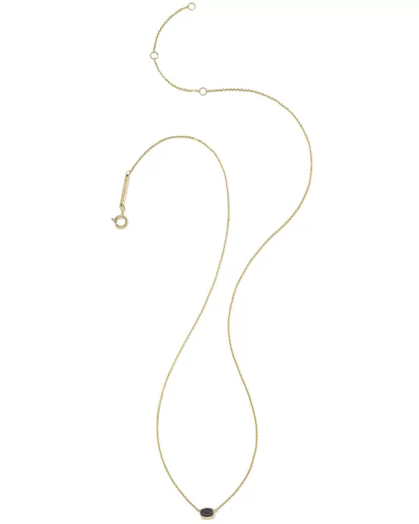 Marisa 14K Yellow Gold Oval Solitaire Pendant Necklace In Black Diamond^Kendra Scott Hot