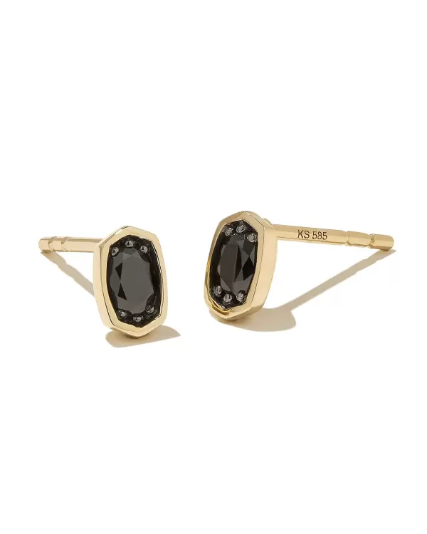 Marisa 14K Yellow Gold Oval Solitaire Stud Earrings In Black Diamond^Kendra Scott Best