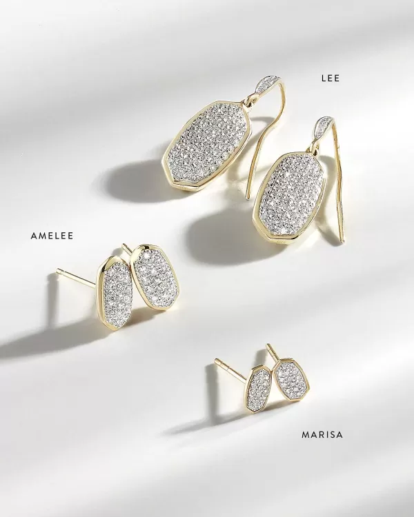 Marisa Stud Earrings In White Diamond And 14K Yellow Gold^Kendra Scott Sale