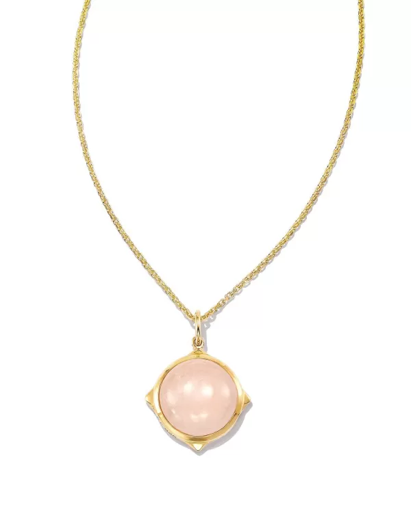 Matilda 18K Gold Vermeil Stone Charm Necklace In Rose Quartz^Kendra Scott New
