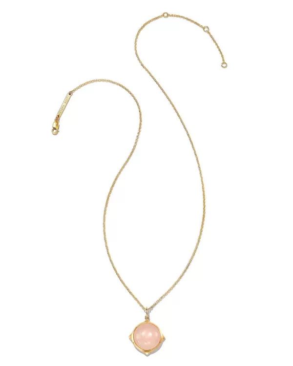 Matilda 18K Gold Vermeil Stone Charm Necklace In Rose Quartz^Kendra Scott New