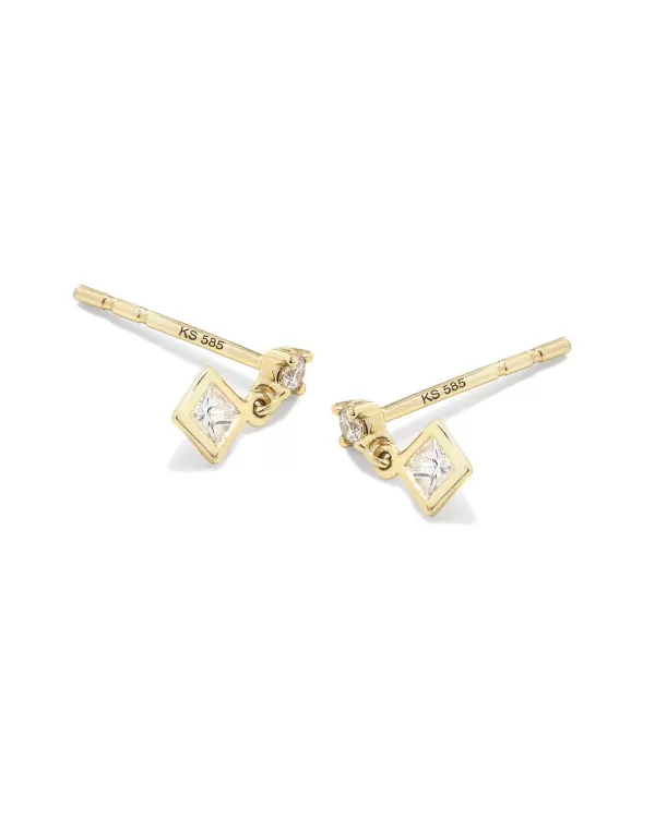 Michelle 14K Yellow Gold Small Drop Earrings In White Diamond^Kendra Scott Discount