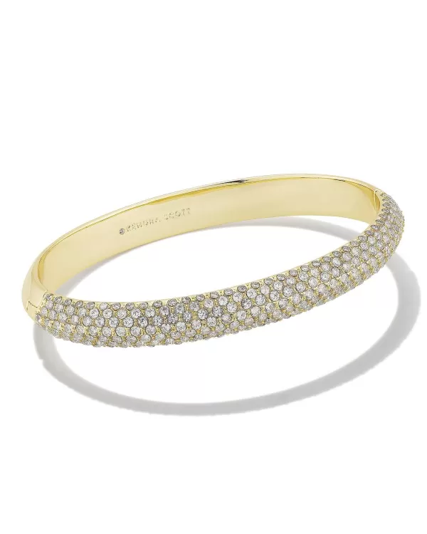 Mikki Gold Pave Bangle Bracelet In White Crystal^Kendra Scott Sale