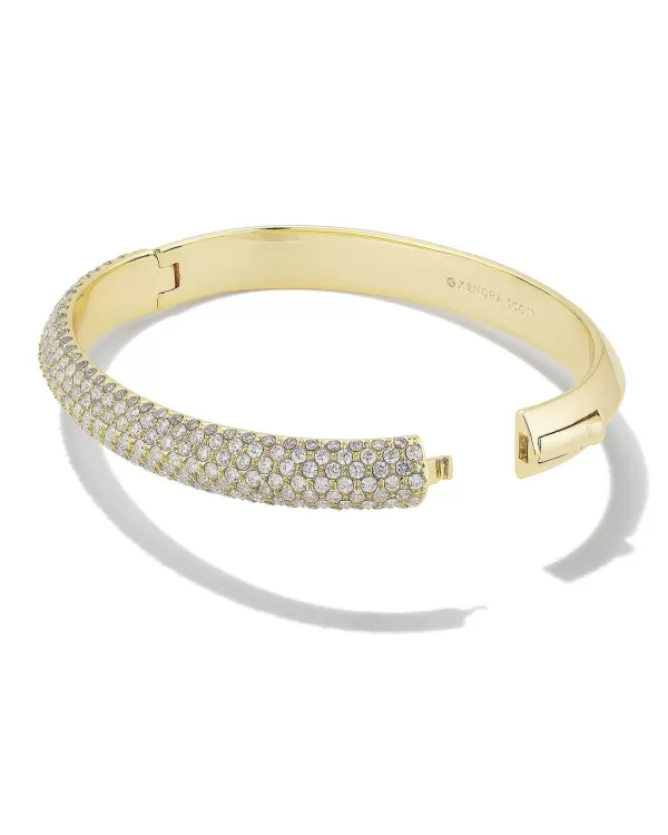 Mikki Gold Pave Bangle Bracelet In White Crystal^Kendra Scott Sale