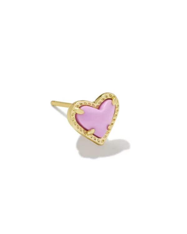Mini Ari Heart Gold Single Stud Earring In Fuchsia Magnesite^Kendra Scott Fashion