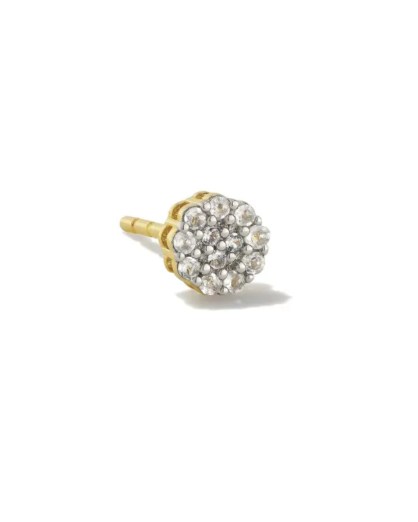 Mini Pave Circle 18K Gold Vermeil Single Stud Earring In White Topaz^Kendra Scott Cheap