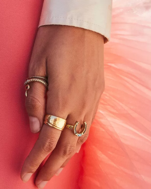 Noble Vintage Silver Horseshoe Cocktail Ring In Variegated Dark Teal Magnesite^Kendra Scott Best Sale