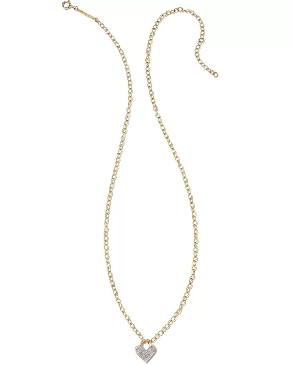 Pave Heart Padlock 14K Yellow Gold Pendant Necklace In White Diamond^Kendra Scott Hot