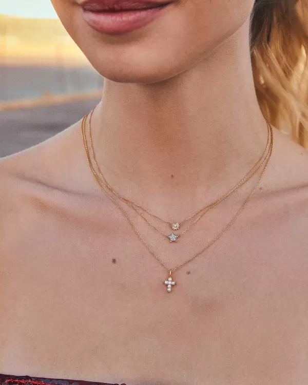 Pearl 14K Yellow Gold Cross Pendant Necklace In White Pearl^Kendra Scott Shop