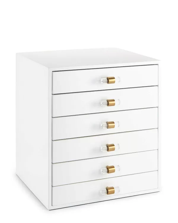 Tall Antique Brass Jewelry Box In White Lacquer^Kendra Scott Store