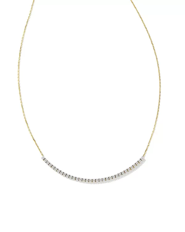Tennis 14K Yellow Gold Bar Necklace In White Diamond^Kendra Scott Store