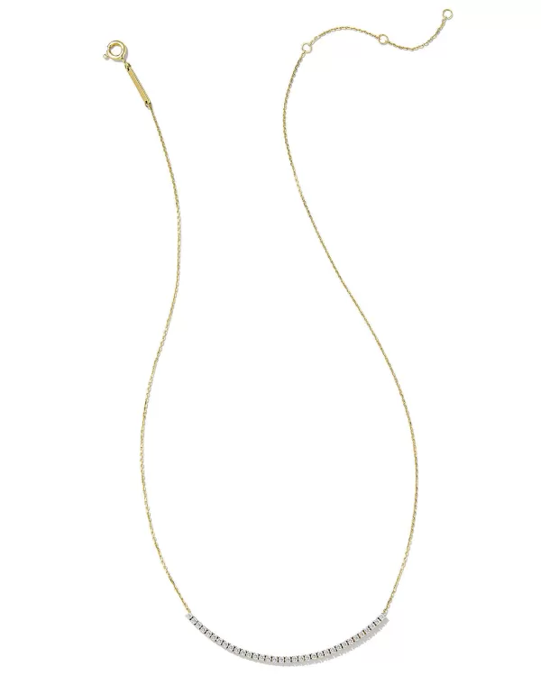 Tennis 14K Yellow Gold Bar Necklace In White Diamond^Kendra Scott Store