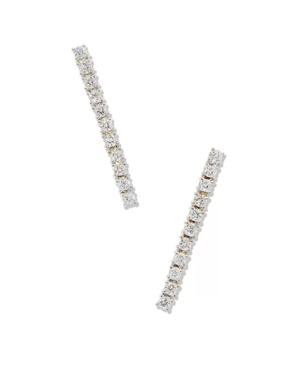 Tennis 14K Yellow Gold Linear Earrings In White Diamond^Kendra Scott Cheap