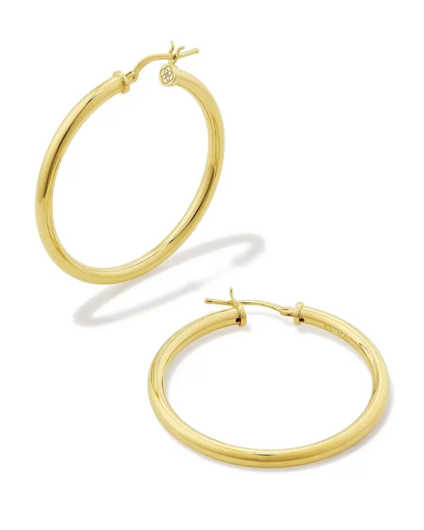 Tube Medium 30Mm Hoop Earrings In 18K Gold Vermeil^Kendra Scott Flash Sale