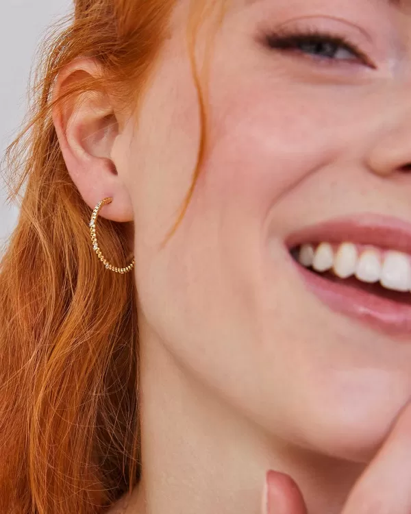 Tyler 14K Yellow Gold Hoop Earrings In White Diamond^Kendra Scott Cheap