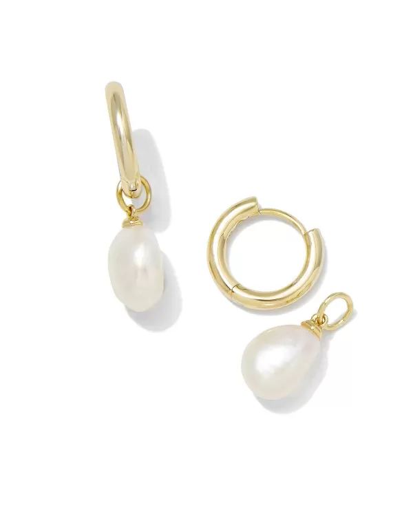 Willa Gold Pearl Huggie Earrings In White Pearl^Kendra Scott Store