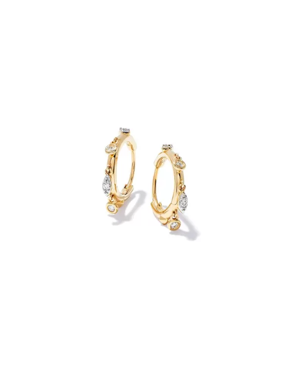 Willow 14K Yellow Gold Huggie Earrings In White Diamond^Kendra Scott Flash Sale
