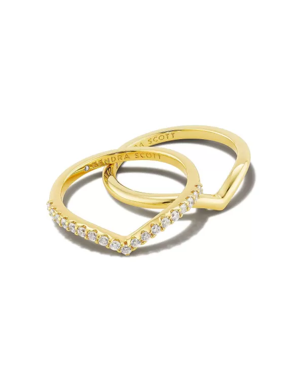 Wishbone Gold Ring Set In White Crystal^Kendra Scott Best Sale