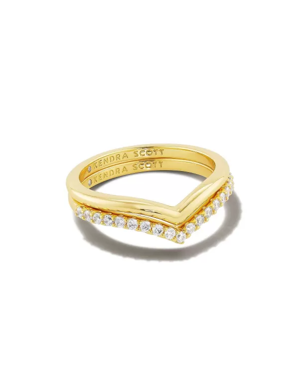 Wishbone Gold Ring Set In White Crystal^Kendra Scott Best Sale