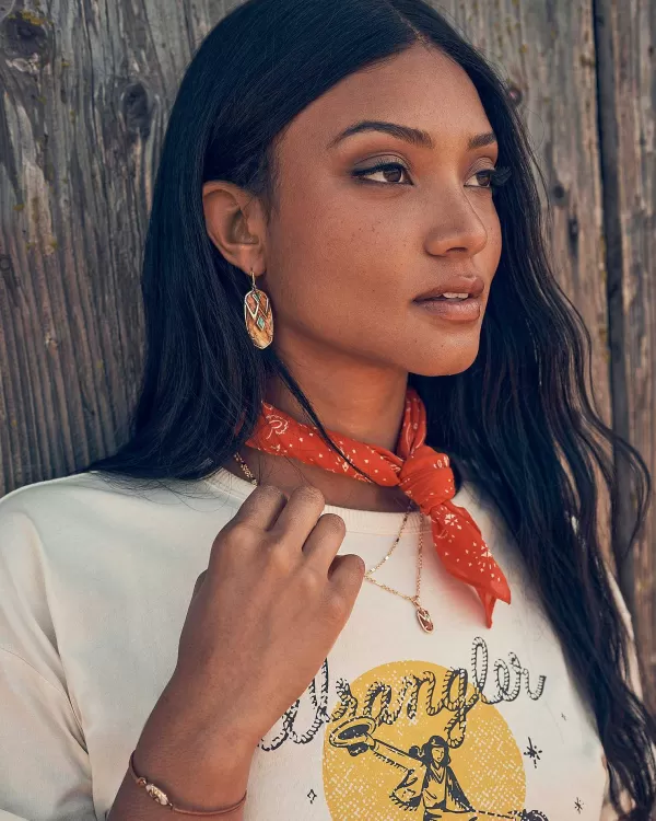 Wrangler® X Yellow Rose By Elle Gold Drop Earrings In Amber Illusion With Variegated Turquoise^Kendra Scott Discount