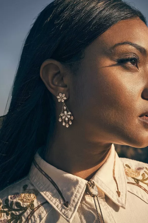 Wrangler® X Yellow Rose By Laurel Vintage Gold Statement Earrings In Ivory Mother Of Pearl^Kendra Scott Fashion